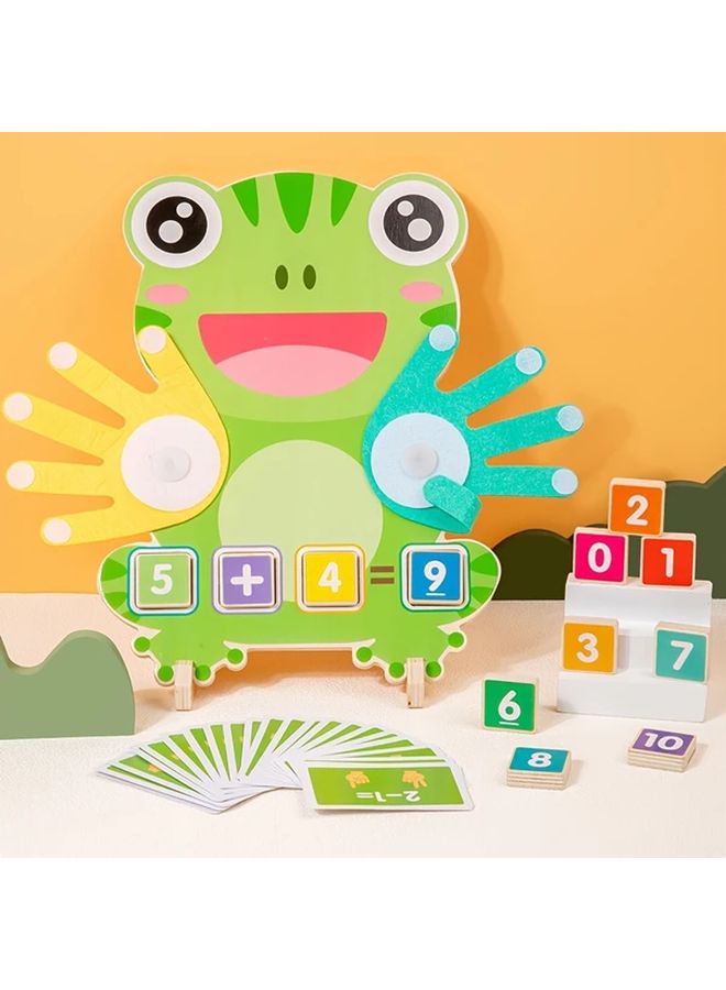 Wooden Frog Finger Counting Toy With 23 Double Sided Math Cards Educational Gift For Kids Ages 3 6 - Image 1